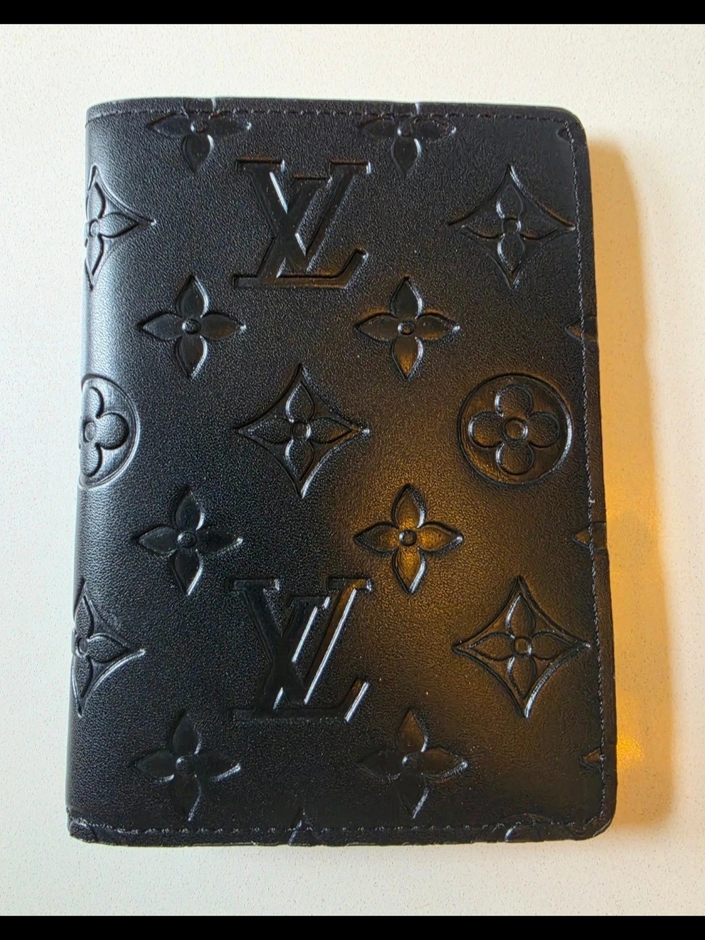 Louis Vuitton Black Embossed Monogram Card & Passport Sleeve